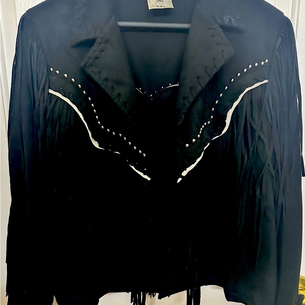 Vocal Graphic Label with Fleur-de-Lis fringe black jacket